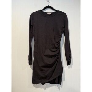 Synergy Organic Cotton Dress Women Small Blk Stretch Ruched Minimal Capsule